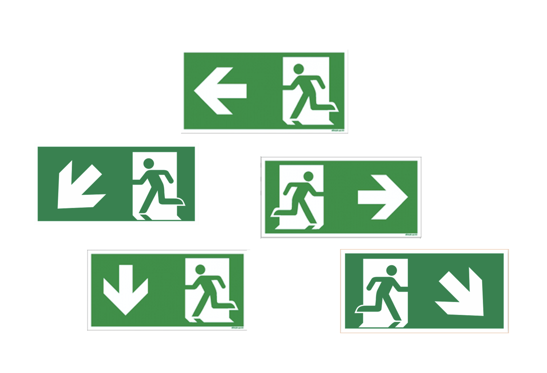 Fluchtwegschild Langnachleuchtend – Pfeil Links Abwärts, 300 X 150 Mm, Selbstklebend, Nach ISO 7010